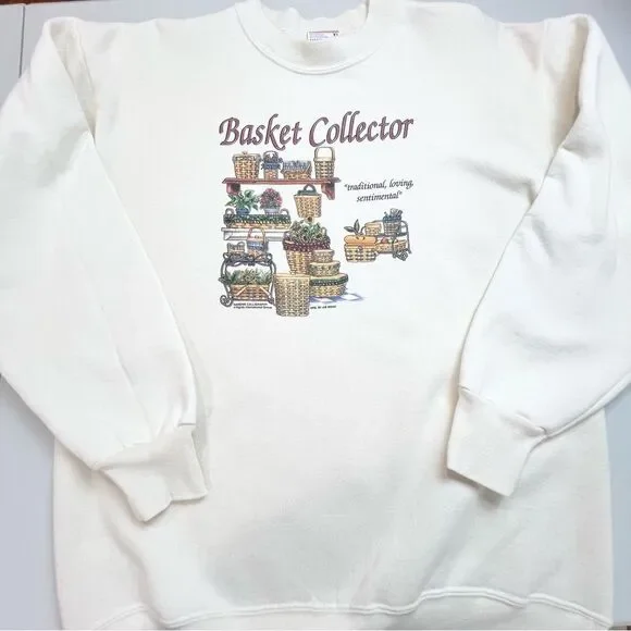 VTG 90s Basket Collector NameMe Calligraphy Graphic Sweatshirt Longaberger XL - Picture 4 of 8